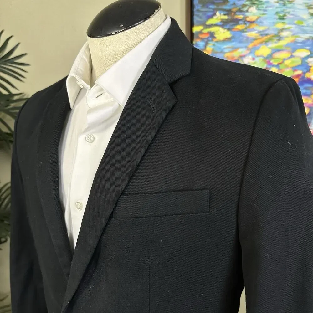Banana Republic Men 40R Slim fit Sport coat textured denim Black Prep